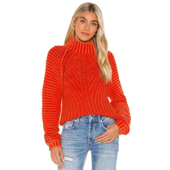 Free People Sweaters - Free People Sweetheart Chunky Rib Knit Sweater In Love Glare Red Orange